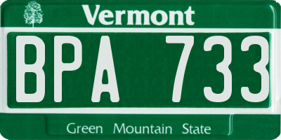 VT license plate BPA733
