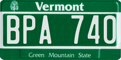 VT license plate BPA740