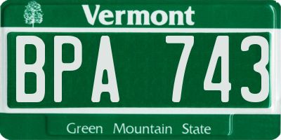 VT license plate BPA743