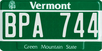 VT license plate BPA744