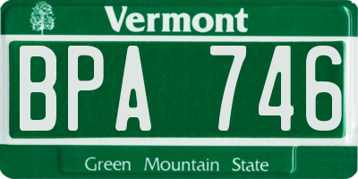 VT license plate BPA746