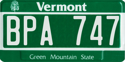 VT license plate BPA747