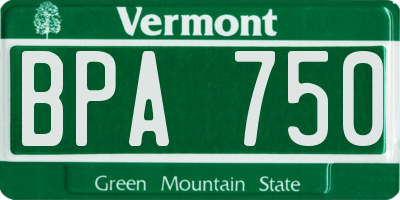 VT license plate BPA750