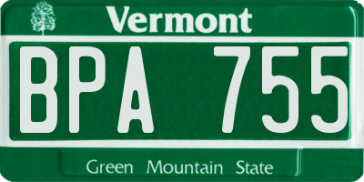 VT license plate BPA755