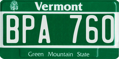 VT license plate BPA760