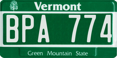 VT license plate BPA774