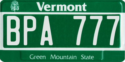 VT license plate BPA777