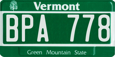 VT license plate BPA778