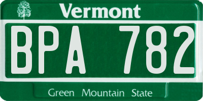 VT license plate BPA782