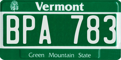 VT license plate BPA783