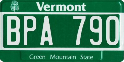 VT license plate BPA790