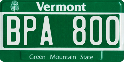 VT license plate BPA800