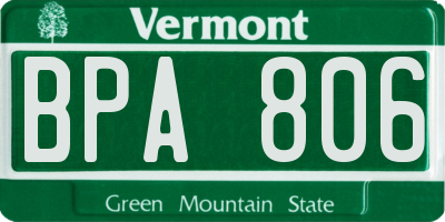 VT license plate BPA806