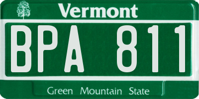 VT license plate BPA811