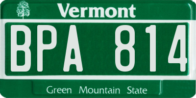 VT license plate BPA814