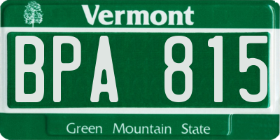 VT license plate BPA815