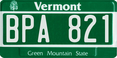 VT license plate BPA821