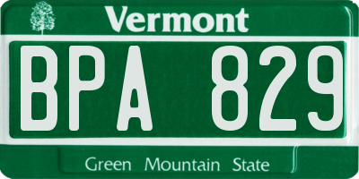 VT license plate BPA829