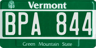 VT license plate BPA844