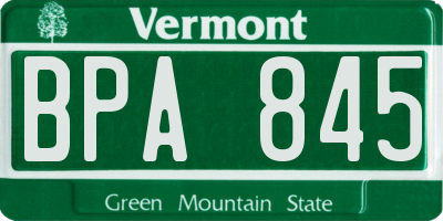 VT license plate BPA845