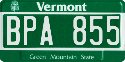 VT license plate BPA855