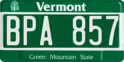 VT license plate BPA857