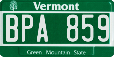VT license plate BPA859