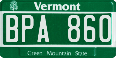 VT license plate BPA860