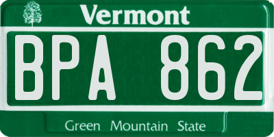 VT license plate BPA862