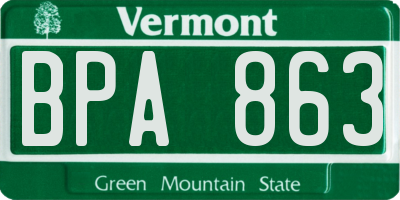 VT license plate BPA863