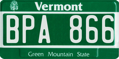 VT license plate BPA866