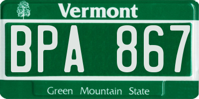VT license plate BPA867