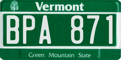VT license plate BPA871