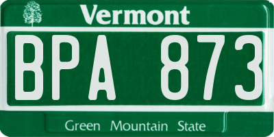 VT license plate BPA873