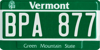 VT license plate BPA877