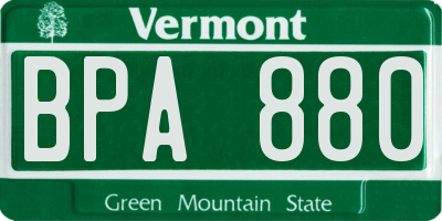 VT license plate BPA880