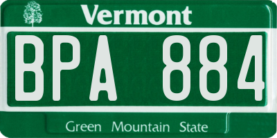 VT license plate BPA884