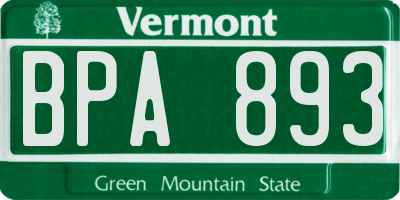 VT license plate BPA893
