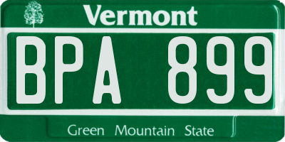 VT license plate BPA899