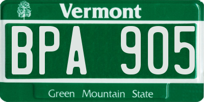 VT license plate BPA905