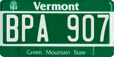 VT license plate BPA907