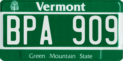 VT license plate BPA909