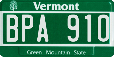 VT license plate BPA910