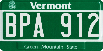 VT license plate BPA912