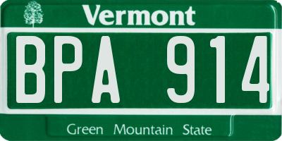 VT license plate BPA914