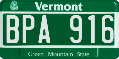 VT license plate BPA916