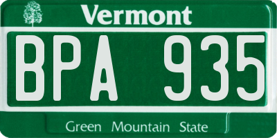 VT license plate BPA935