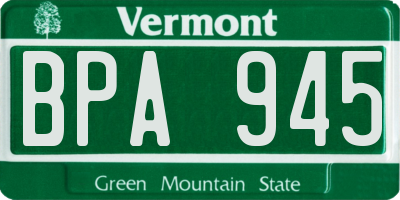 VT license plate BPA945
