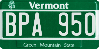 VT license plate BPA950