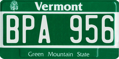 VT license plate BPA956